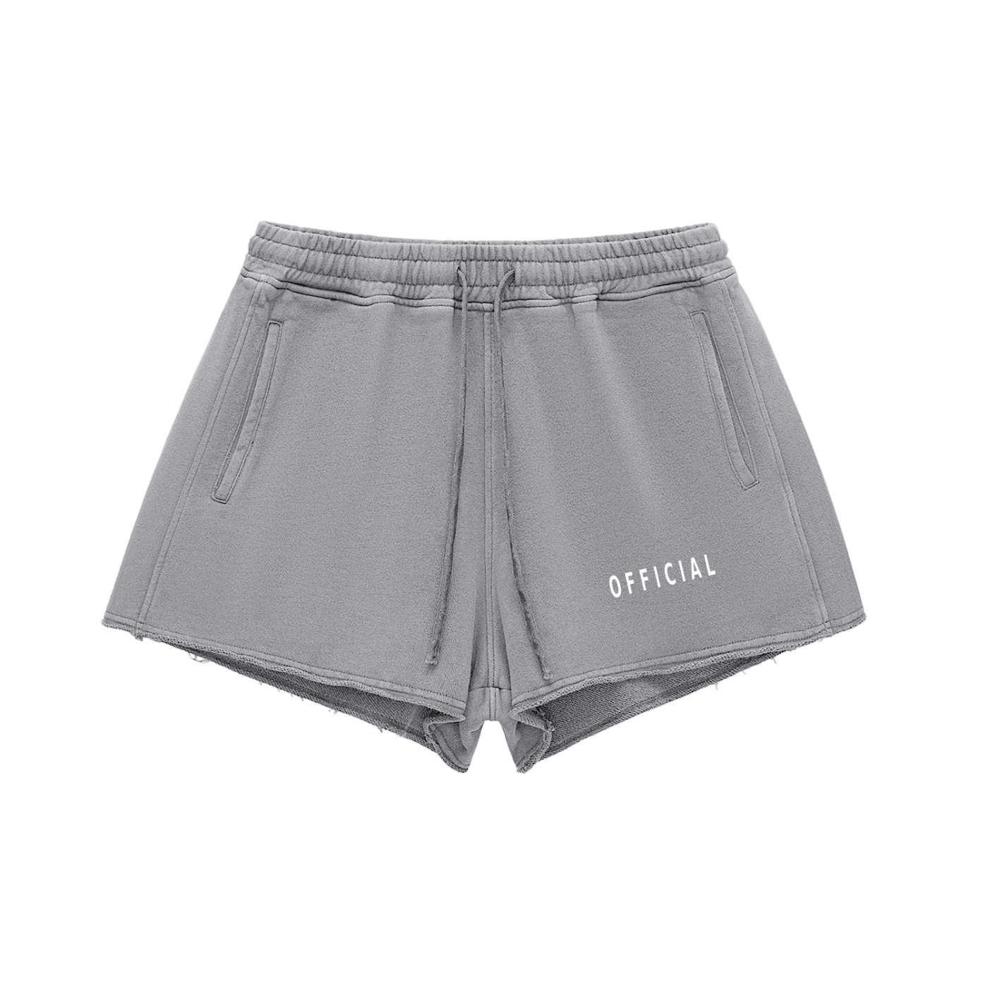 Women's Official Snow Washed Raw Edge Drawstring Shorts