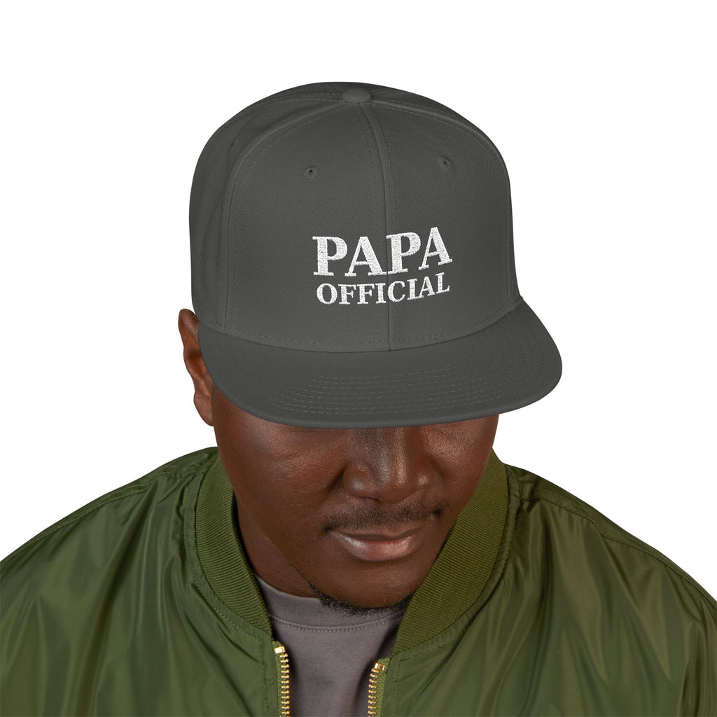 Essential Embroidered Snapback Hat —wht logo