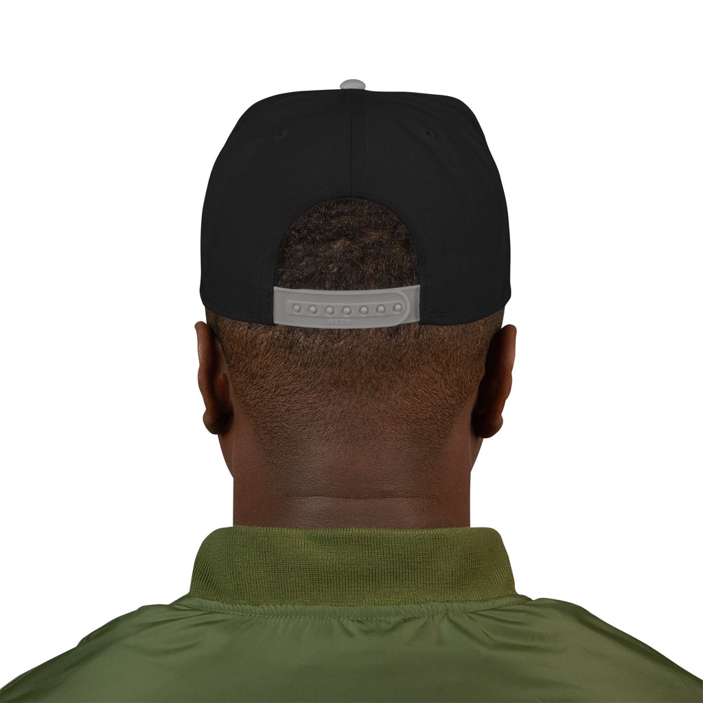 Essential Embroidered Snapback Hat —wht logo