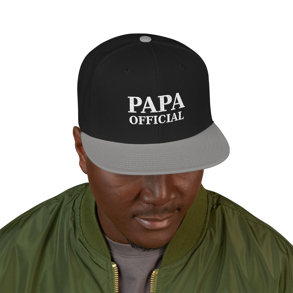 Essential Embroidered Snapback Hat —wht logo