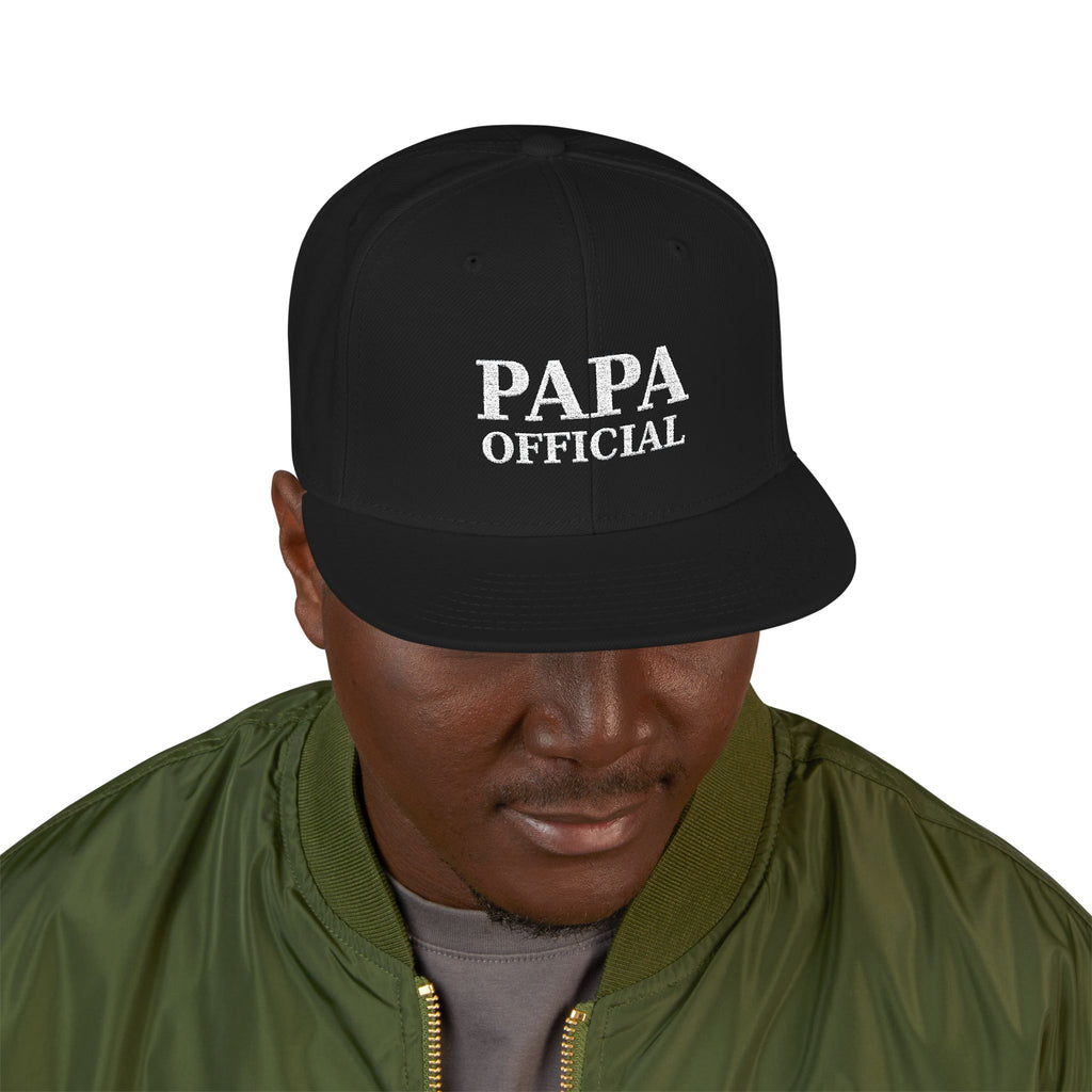 Essential Embroidered Snapback Hat —wht logo