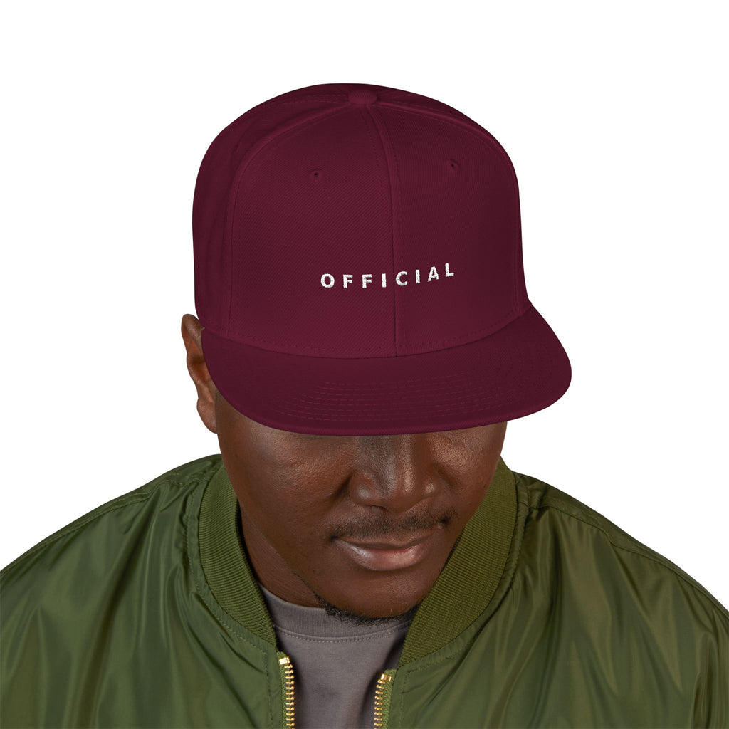 OFFICIAL Embroidered Snapback Hat — Wht Logo