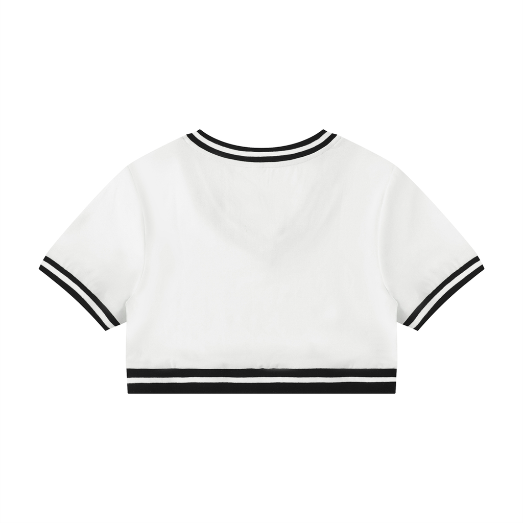 Women's OFFICIAL Color Block V-Neck Crop T-Shirt