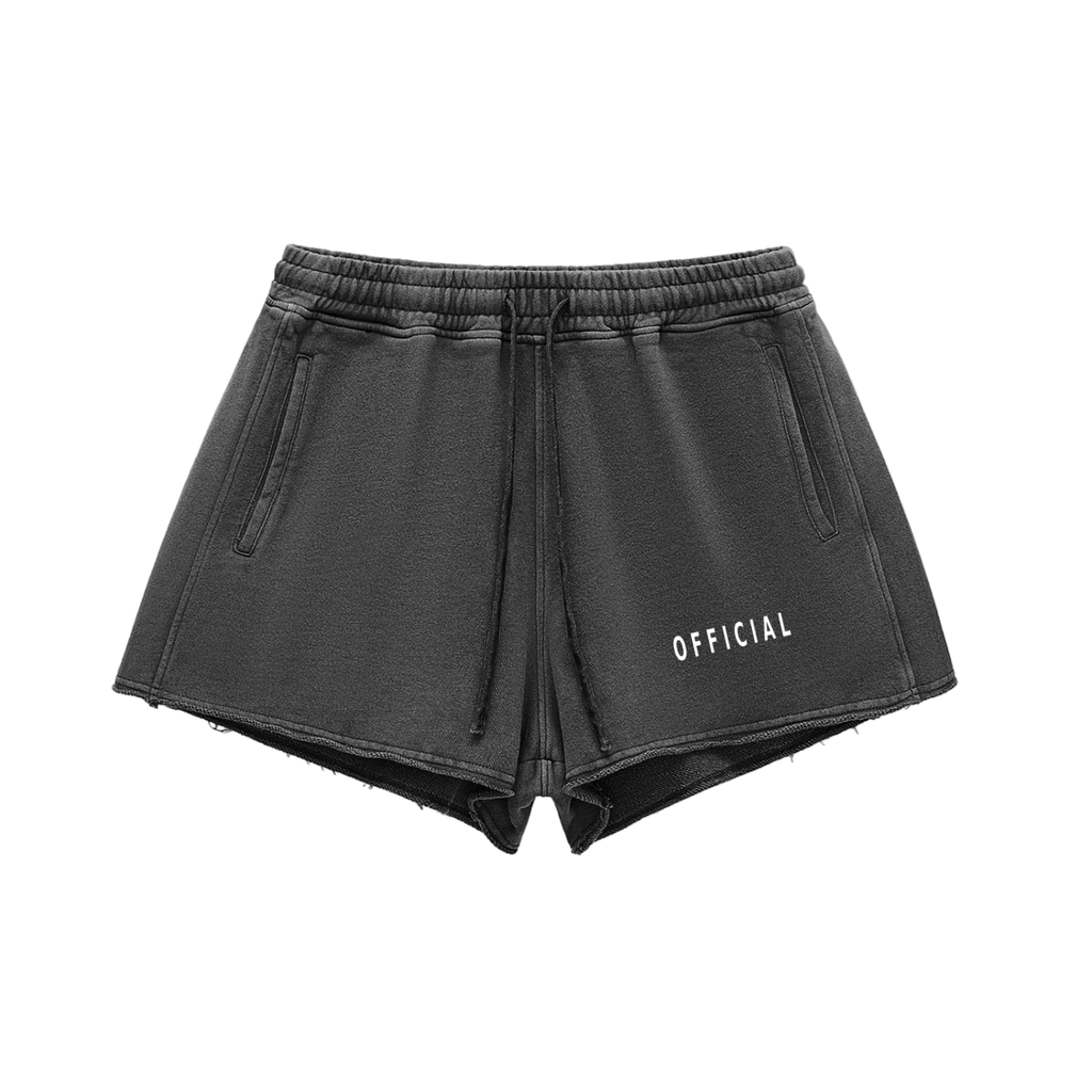 Women's Official Snow Washed Raw Edge Drawstring Shorts