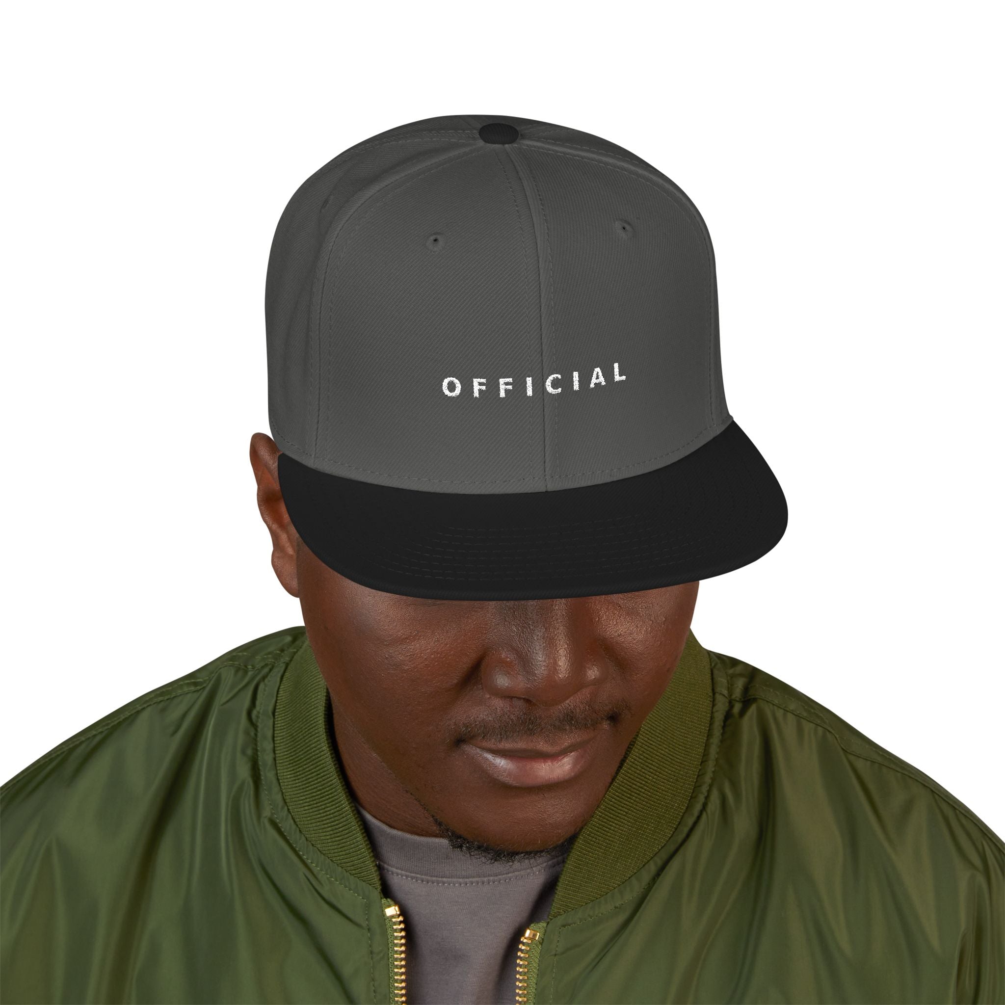 OFFICIAL Embroidered Snapback Hat — Wht Logo