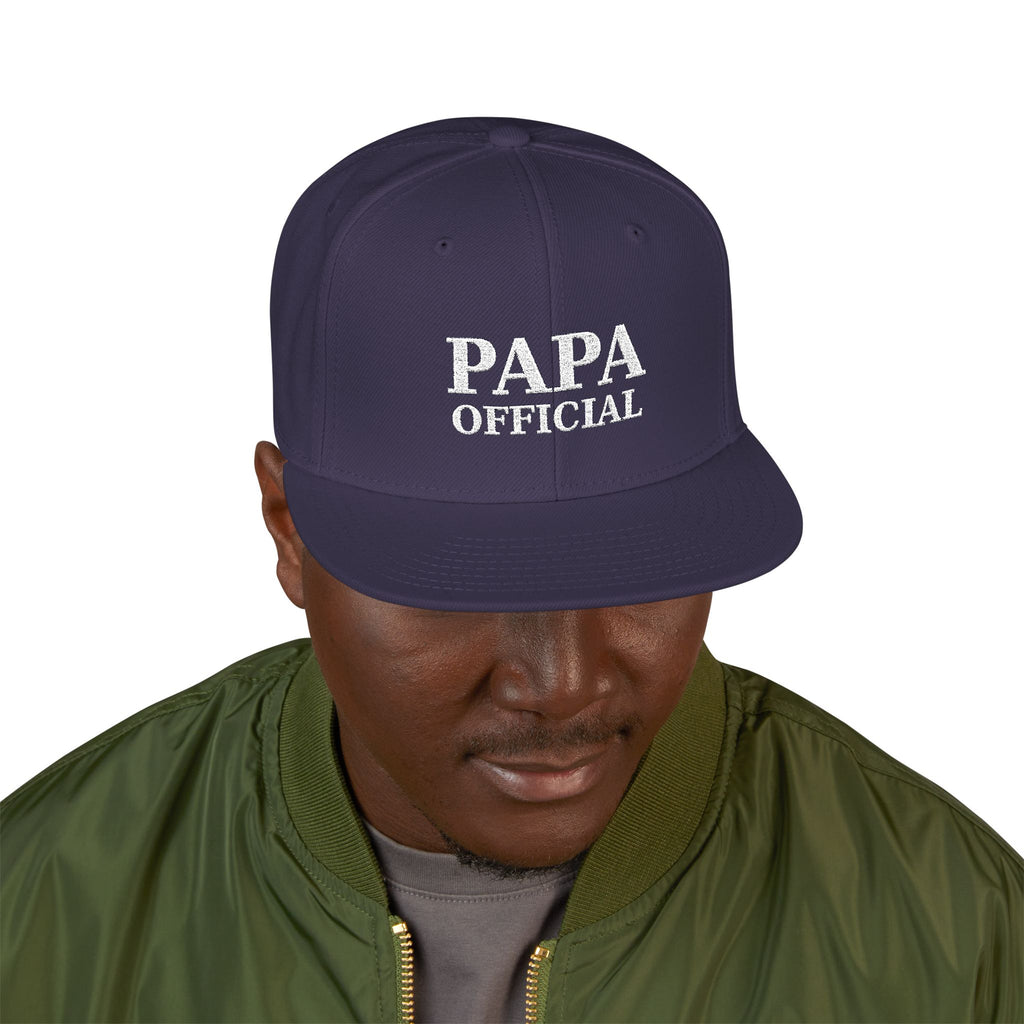 Essential Embroidered Snapback Hat —wht logo