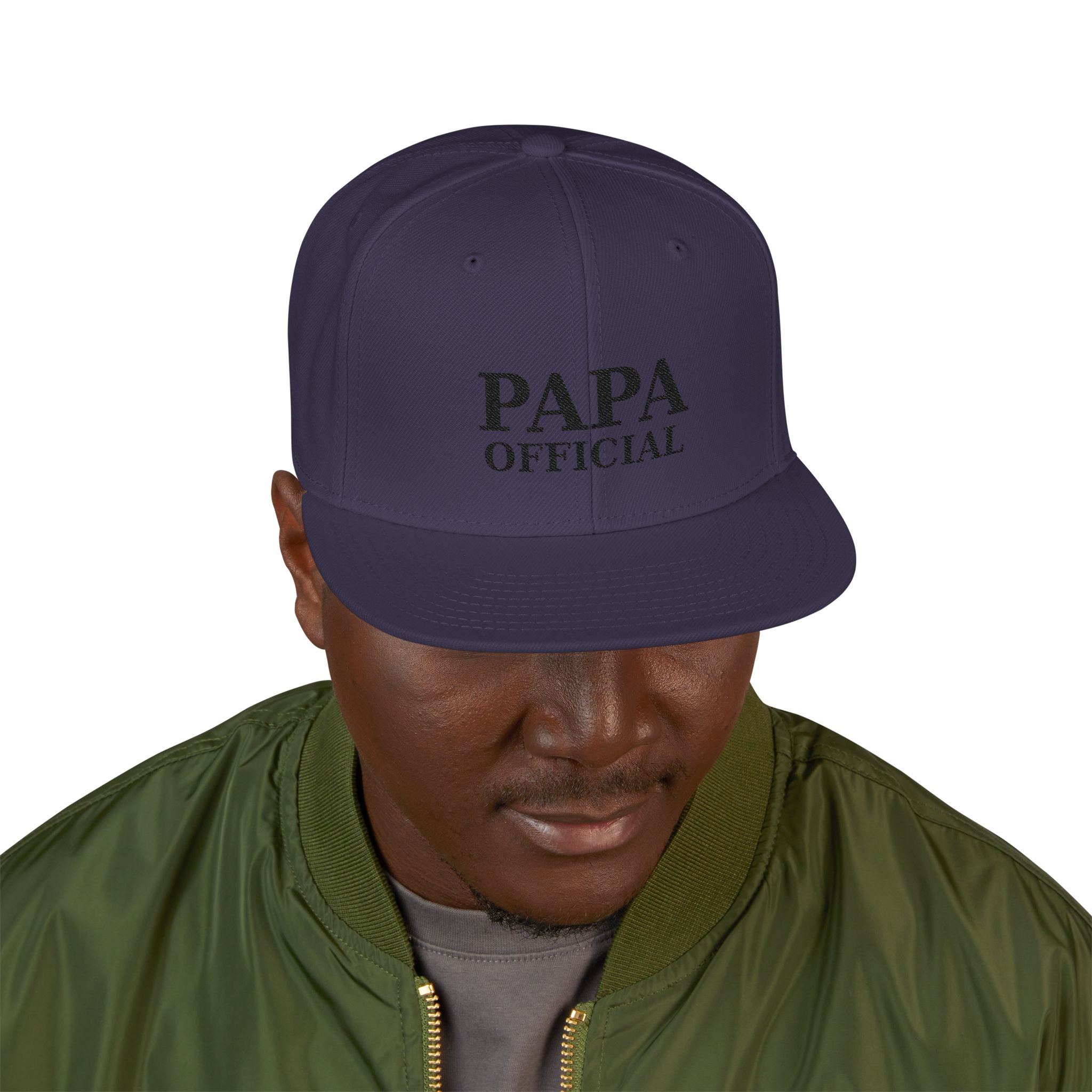 Essential Embroidered Snapback Hat — Blk logo