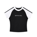 Women's Contrast Stripes Bodycon Raglan  Sleeve T-Shirt