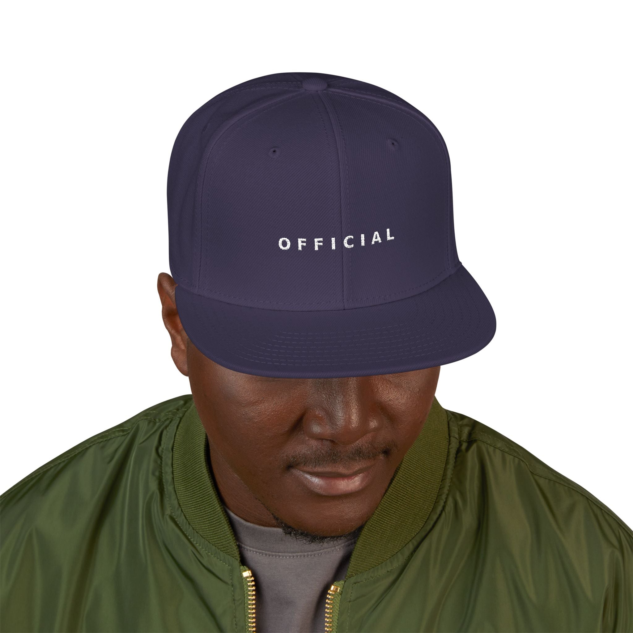 OFFICIAL Embroidered Snapback Hat — Wht Logo