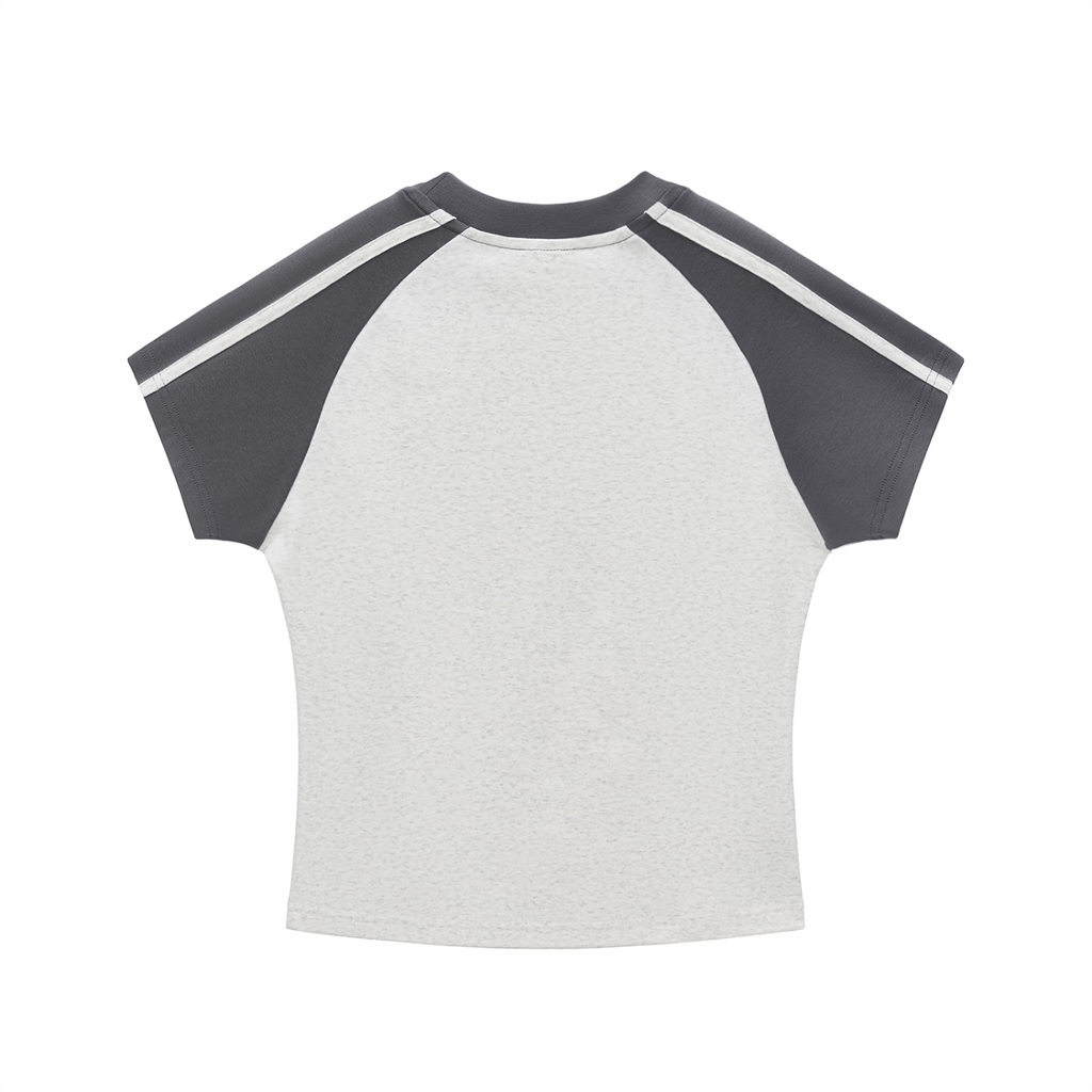 Women's Contrast Stripes Bodycon Raglan  Sleeve T-Shirt