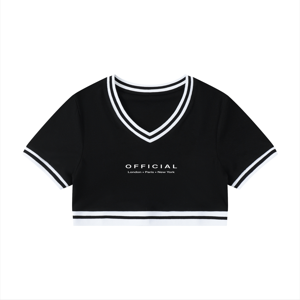 Women's OFFICIAL Color Block V-Neck Crop T-Shirt