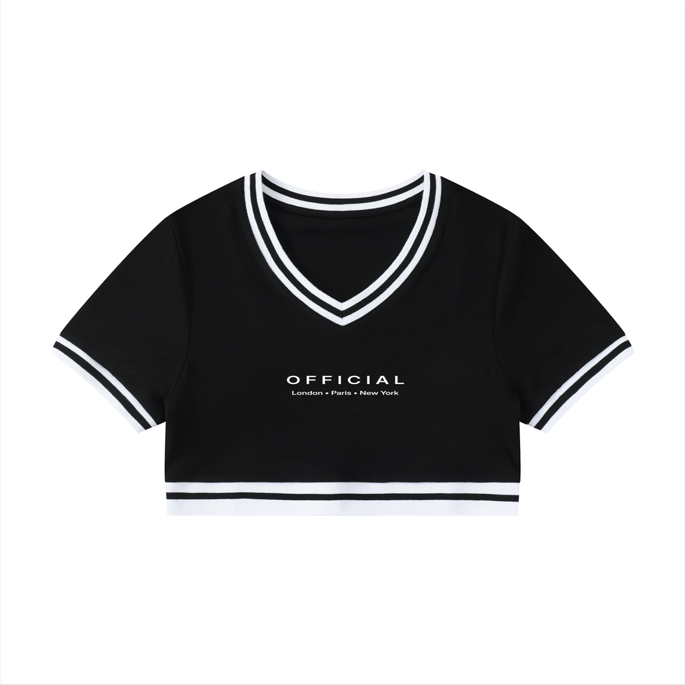Women's OFFICIAL Color Block V-Neck Crop T-Shirt