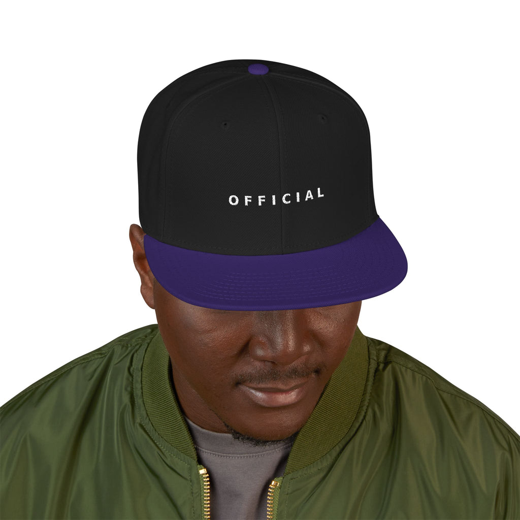 OFFICIAL Embroidered Snapback Hat — Wht Logo