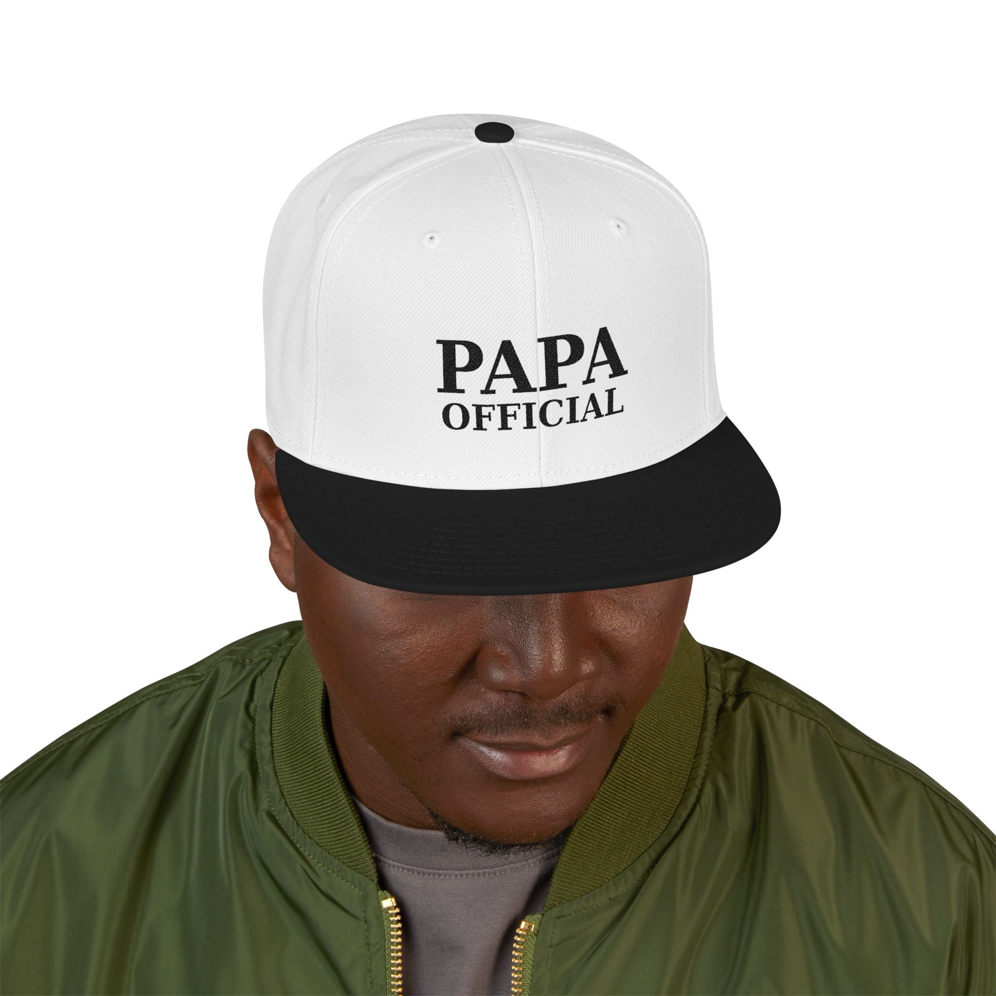 Essential Embroidered Snapback Hat — Blk logo