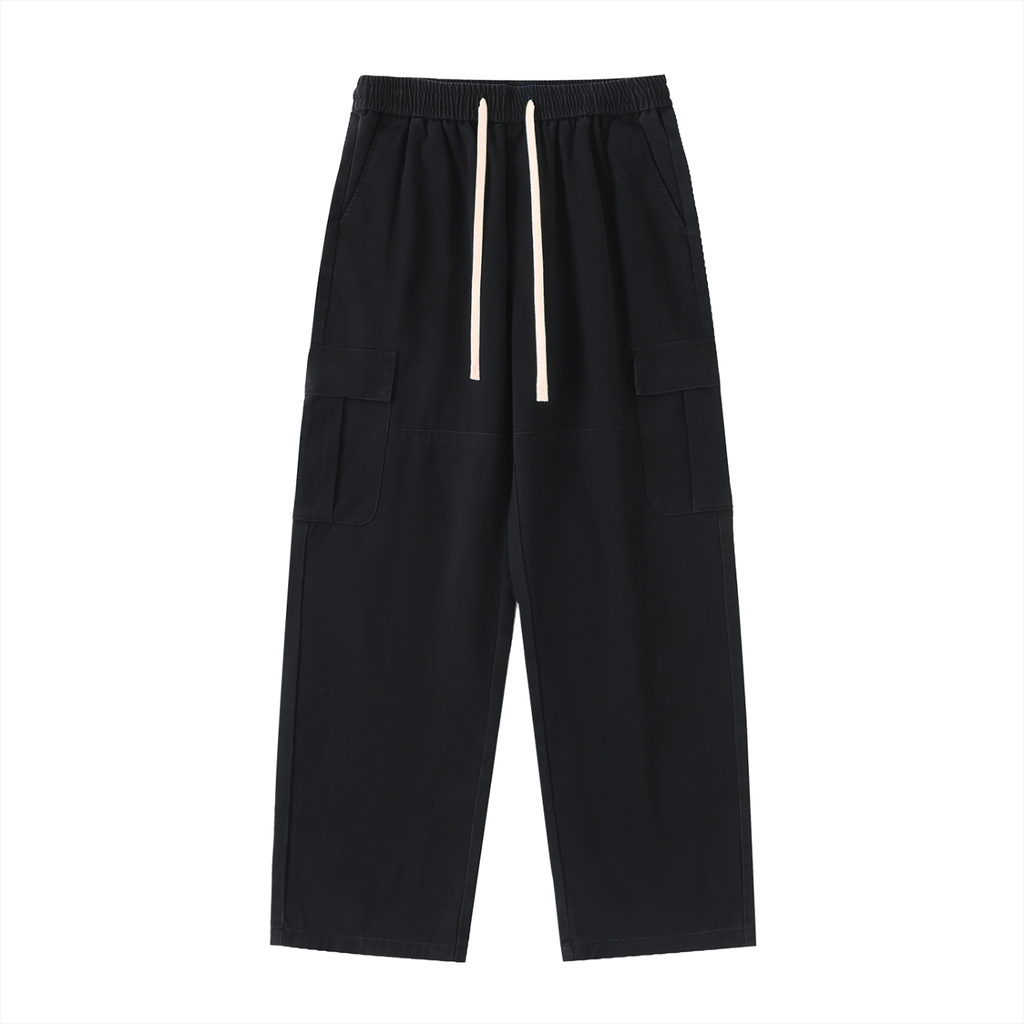 Drawstring Waist Straight-Leg Cargo Pants
