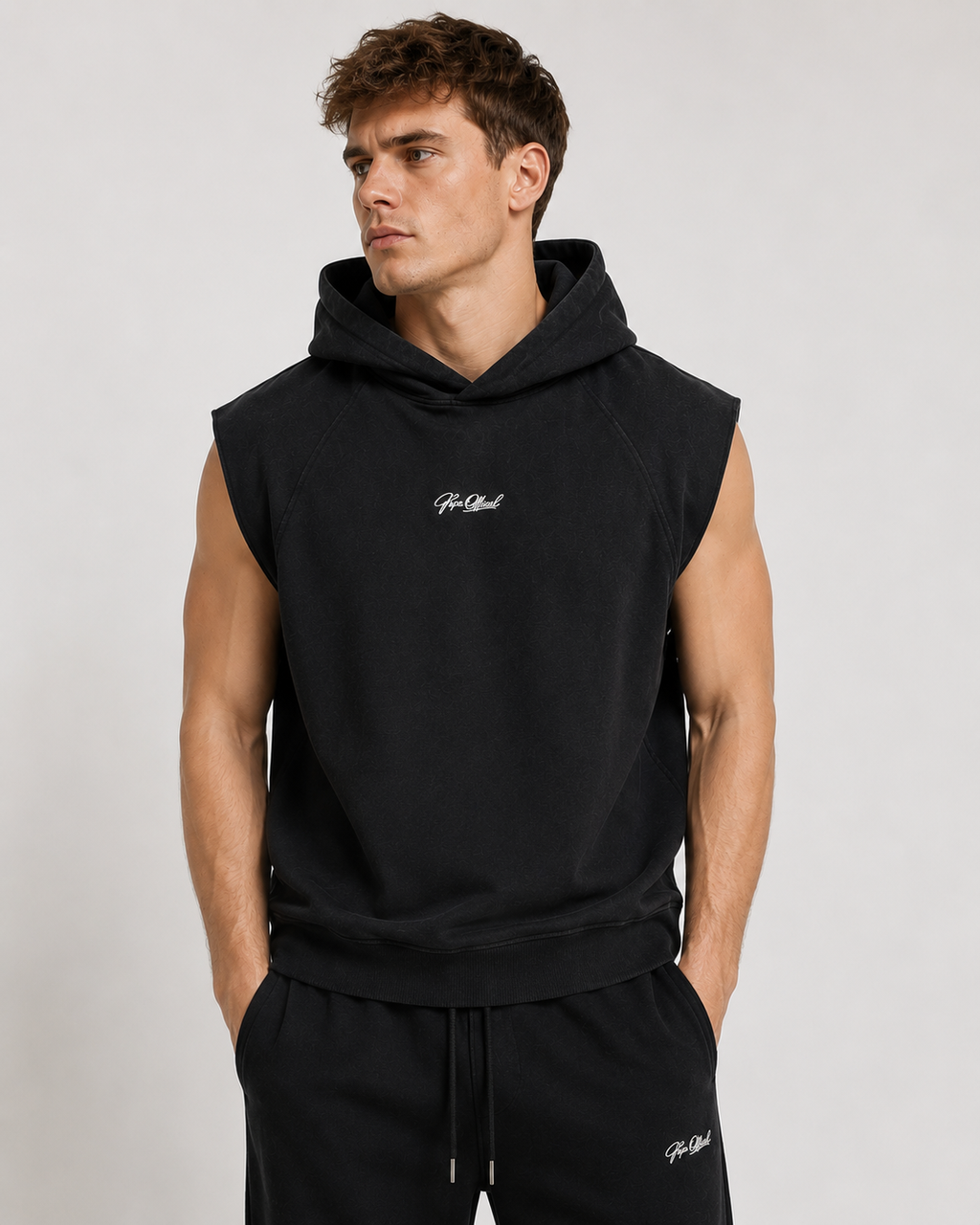 Signature Snow Washed Sleeveless Hoodie