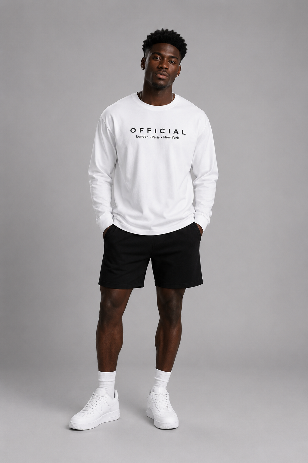OFFICIAL Crewneck Long-Sleeve Tee Wht