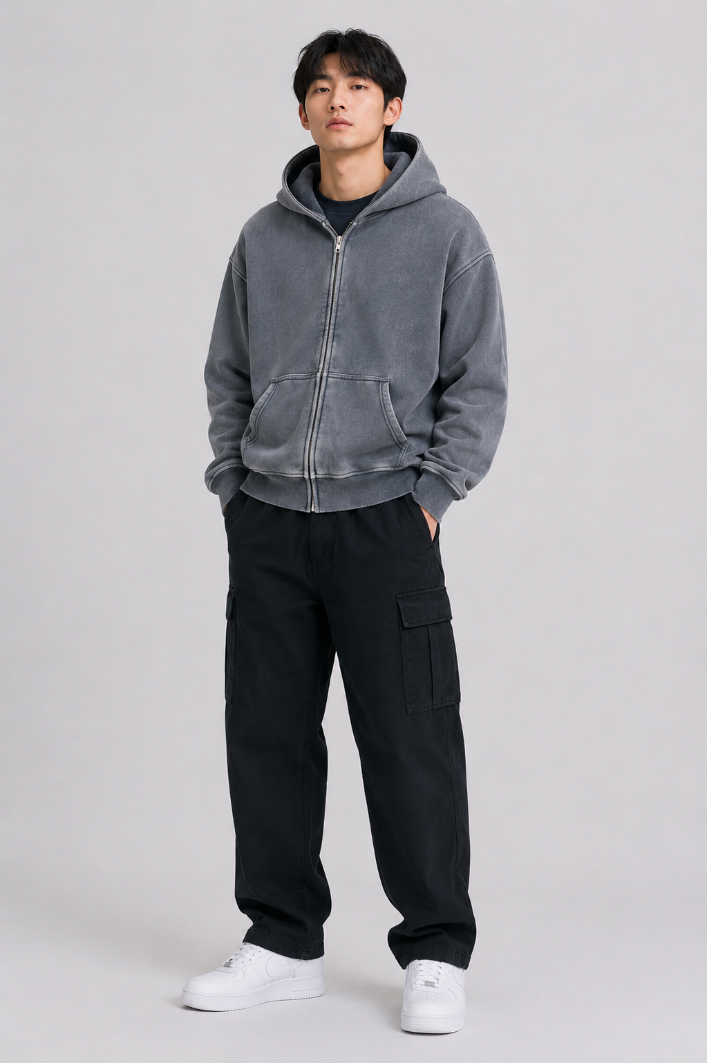 Zip-Through Boxy Fleece Hoodie