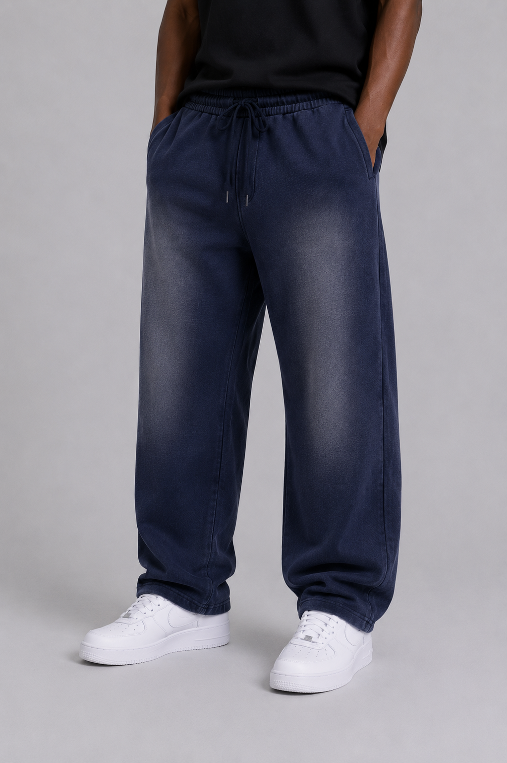 Sun Fade Raw Edge Straight-Leg Sweatpants