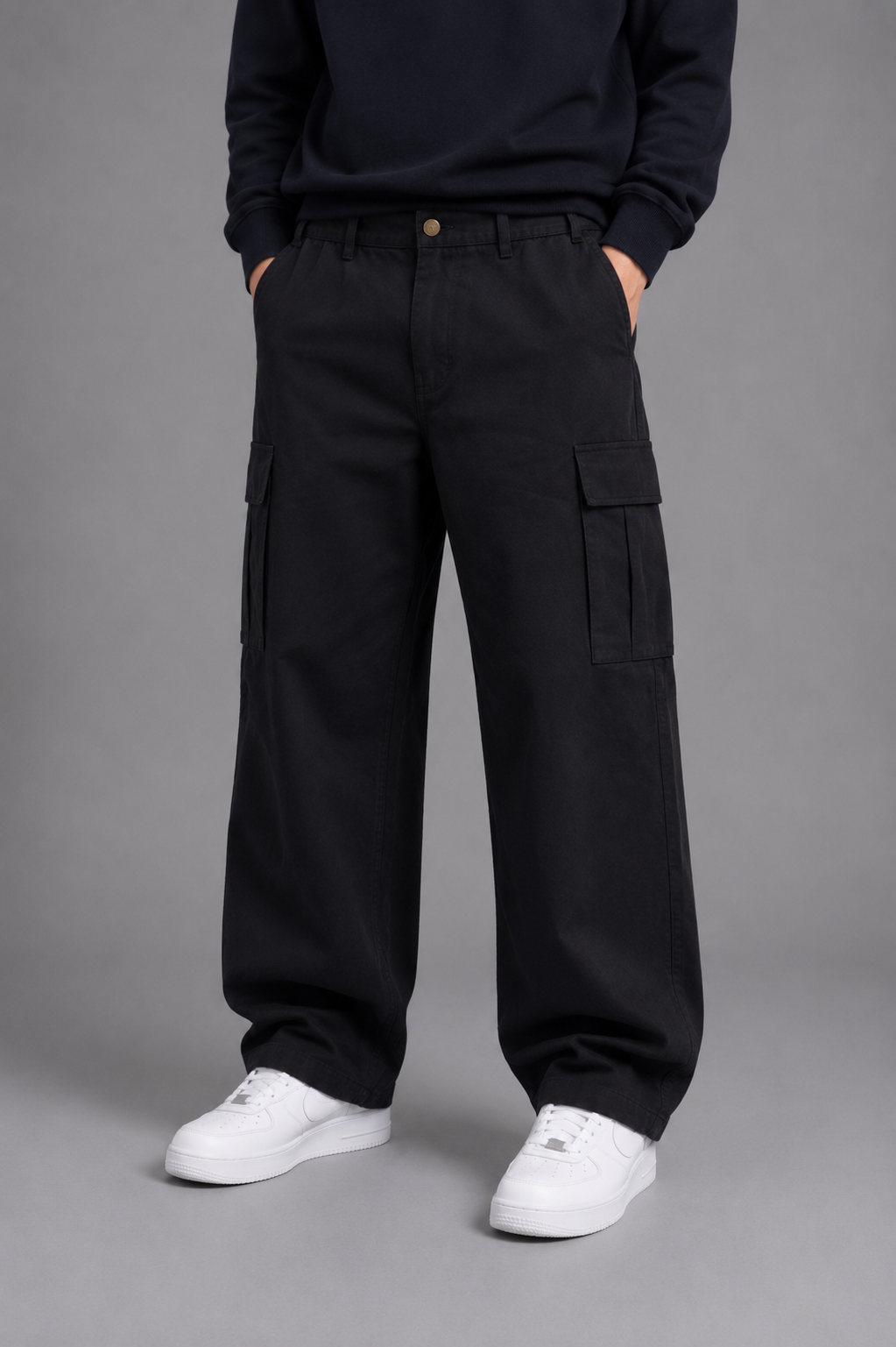 Cotton Elastic-Waist Cargo Pants