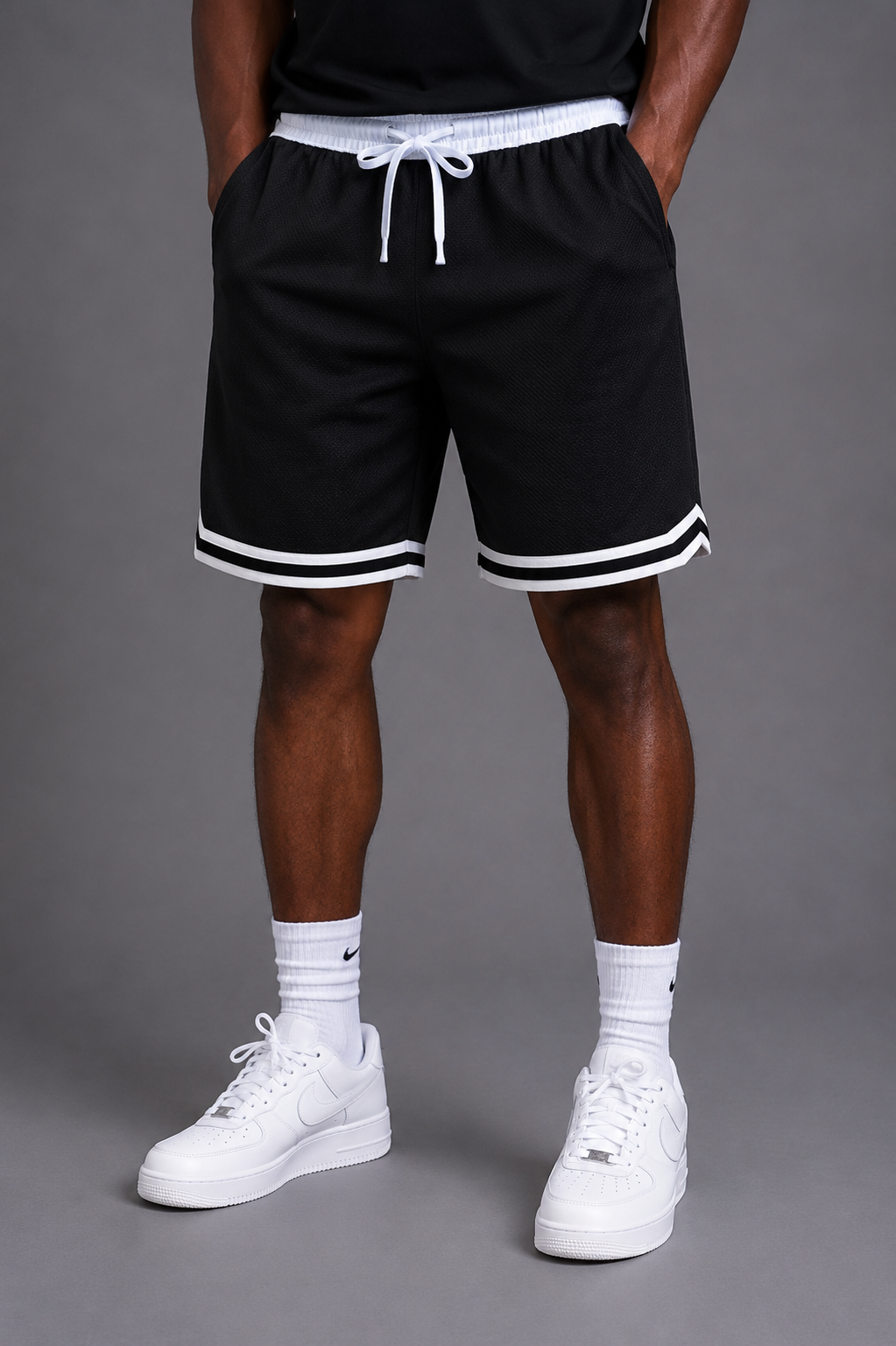 Classic Stripe Trim Basketball Shorts
