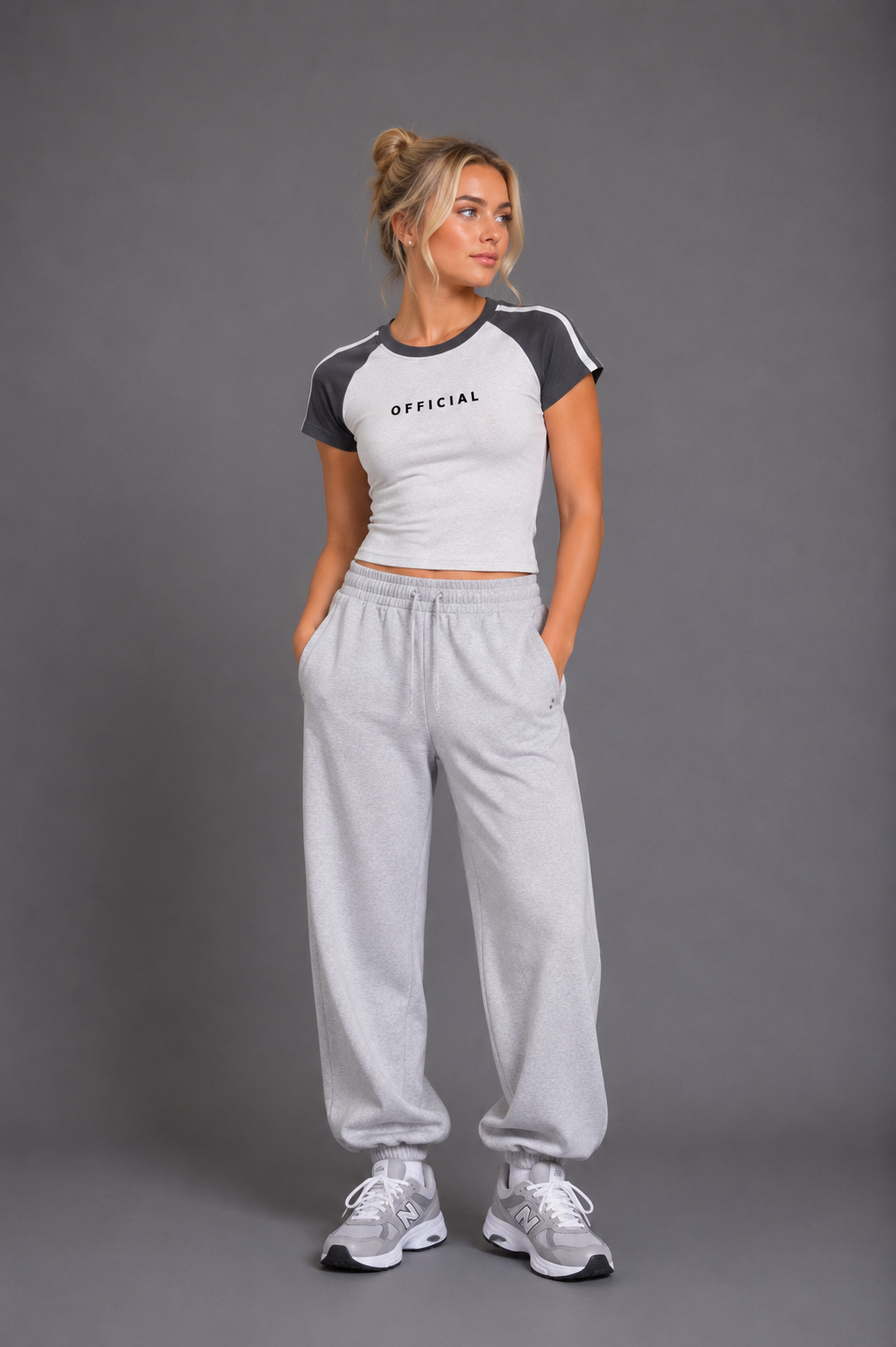 Women's OFFICIAL Contrast Stripes Bodycon Raglan  Sleeve T-Shirt