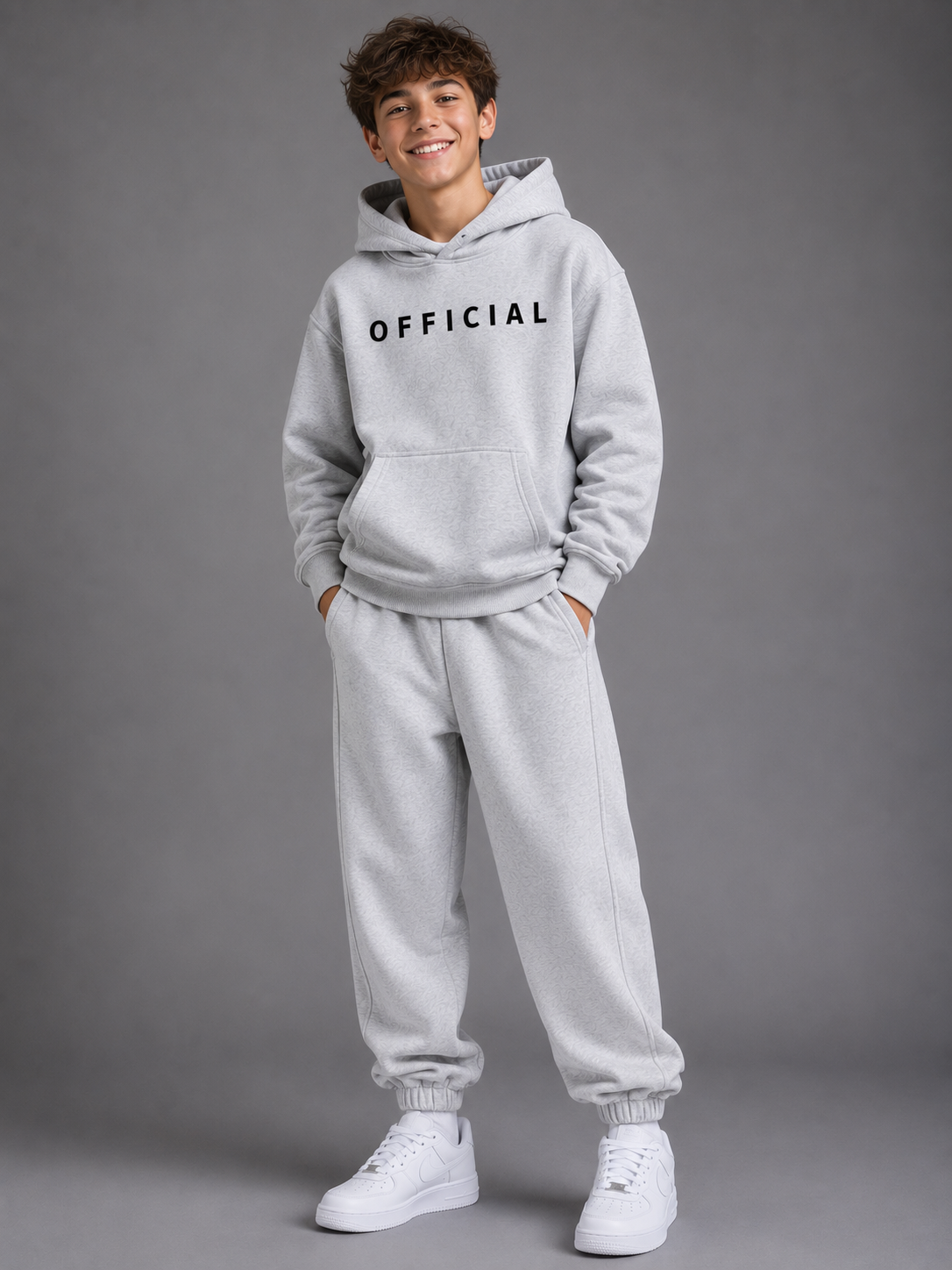 OFFICIAL Teens Hoodie Flower Gray