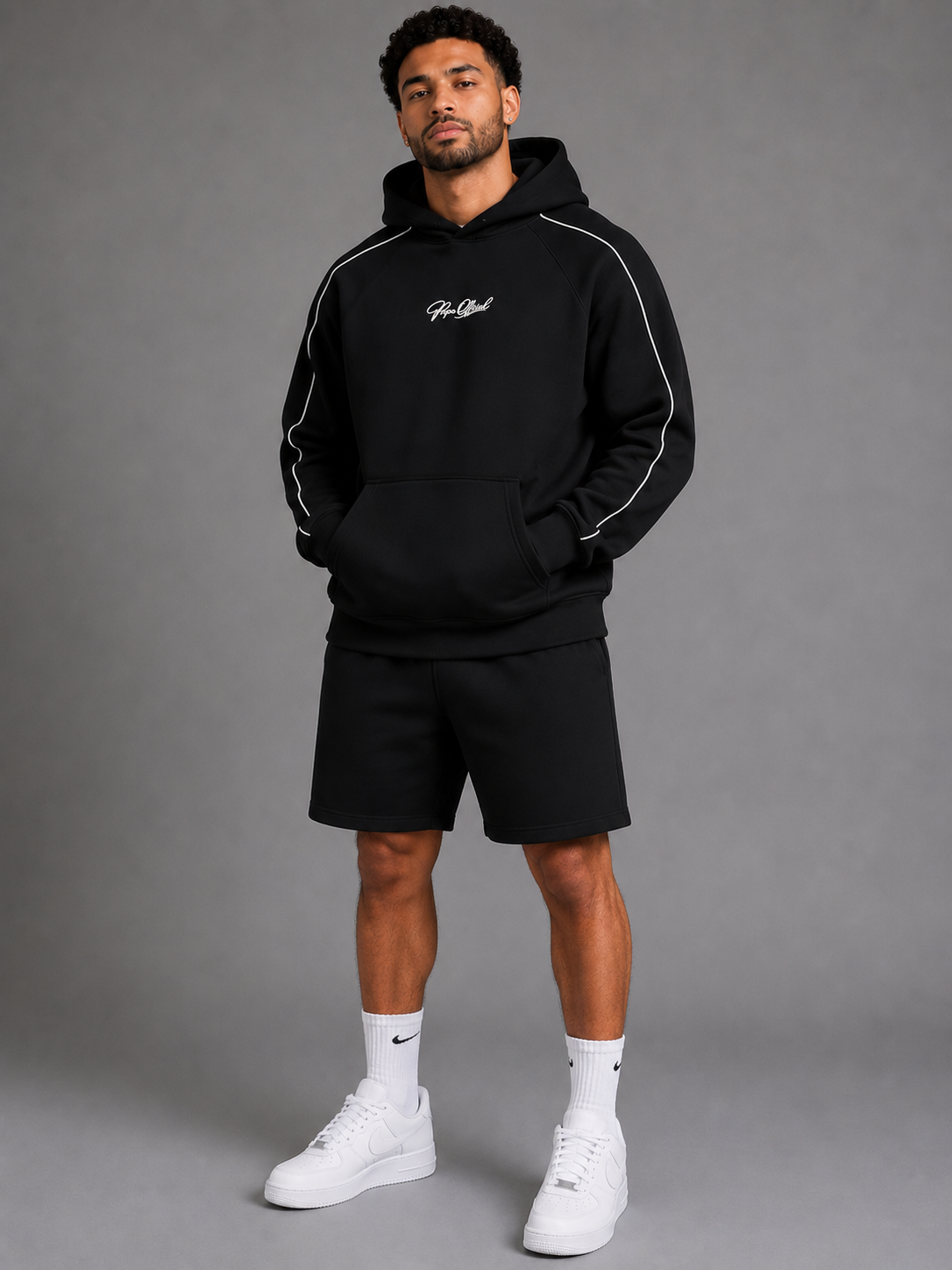 Signature Contrast Piping Raglan Hoodie