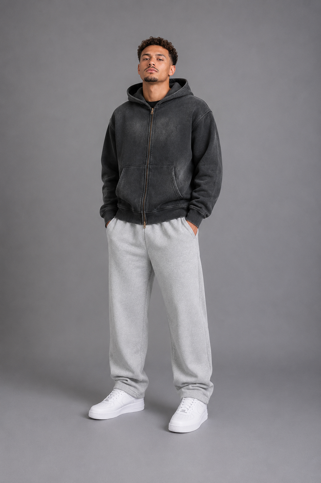 Sunfade Two-way Zipper Boxy Fleece Hoodie