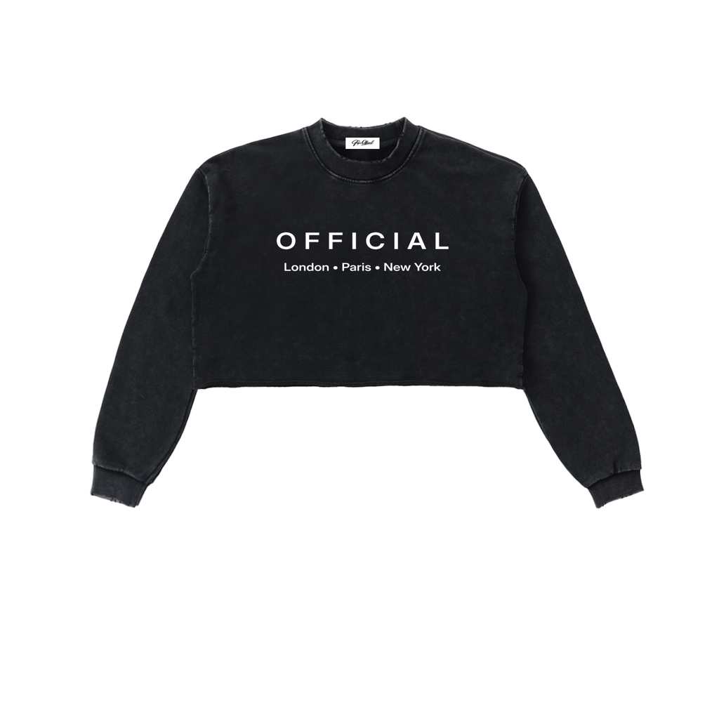 Women's Official Snow Washed Raw Edge Cropped Sweatshirt